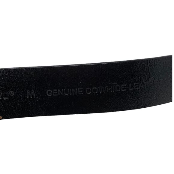 Chico's black leather belt metal tribal buckle size medium - Picture 5 of 8